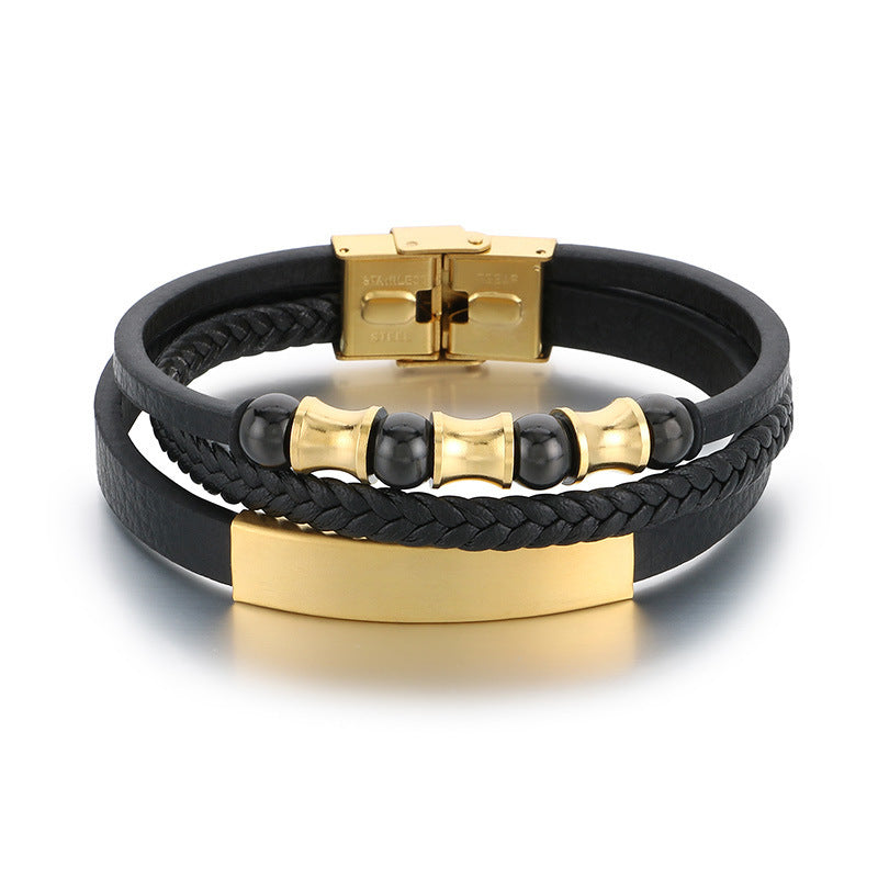 Planderful Everyday Genie Leather Beaded Bracelet For Men