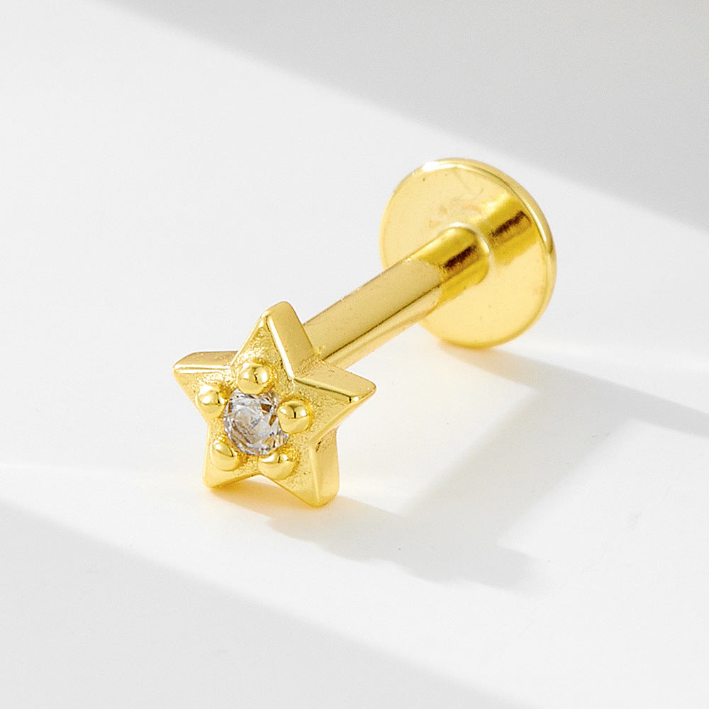 Planderful S925 Sterling Silver Earrings Geometric Star Zircon Set For Women Elegant Jewelry