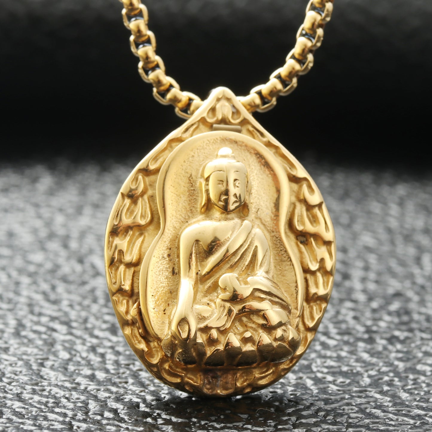 Trendy Titanium Steel Guanyin Bodhisattva Pendant - Retro Punk Style for Men and Women