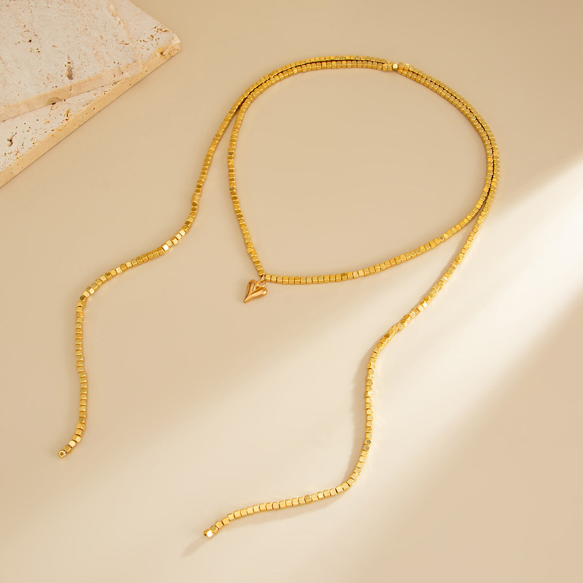 Special-Shaped Ccb Beaded Necklace Love-Shaped Fringed Y-Shaped Long Wrapped Neck Chain
