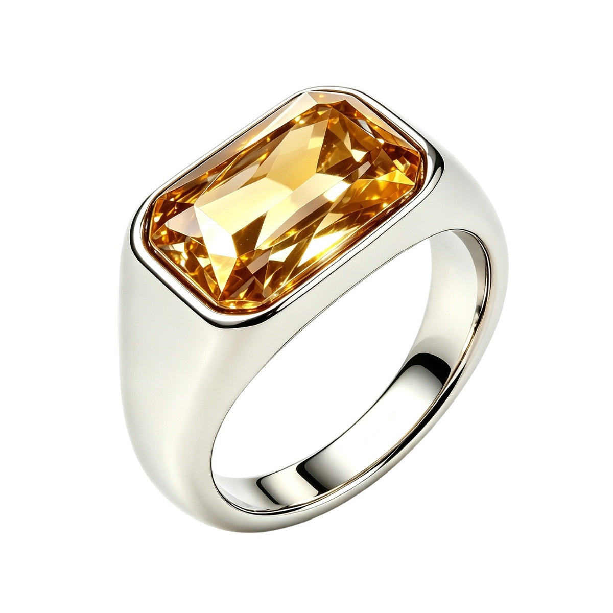 Square Zircon Titanium Steel Ring
