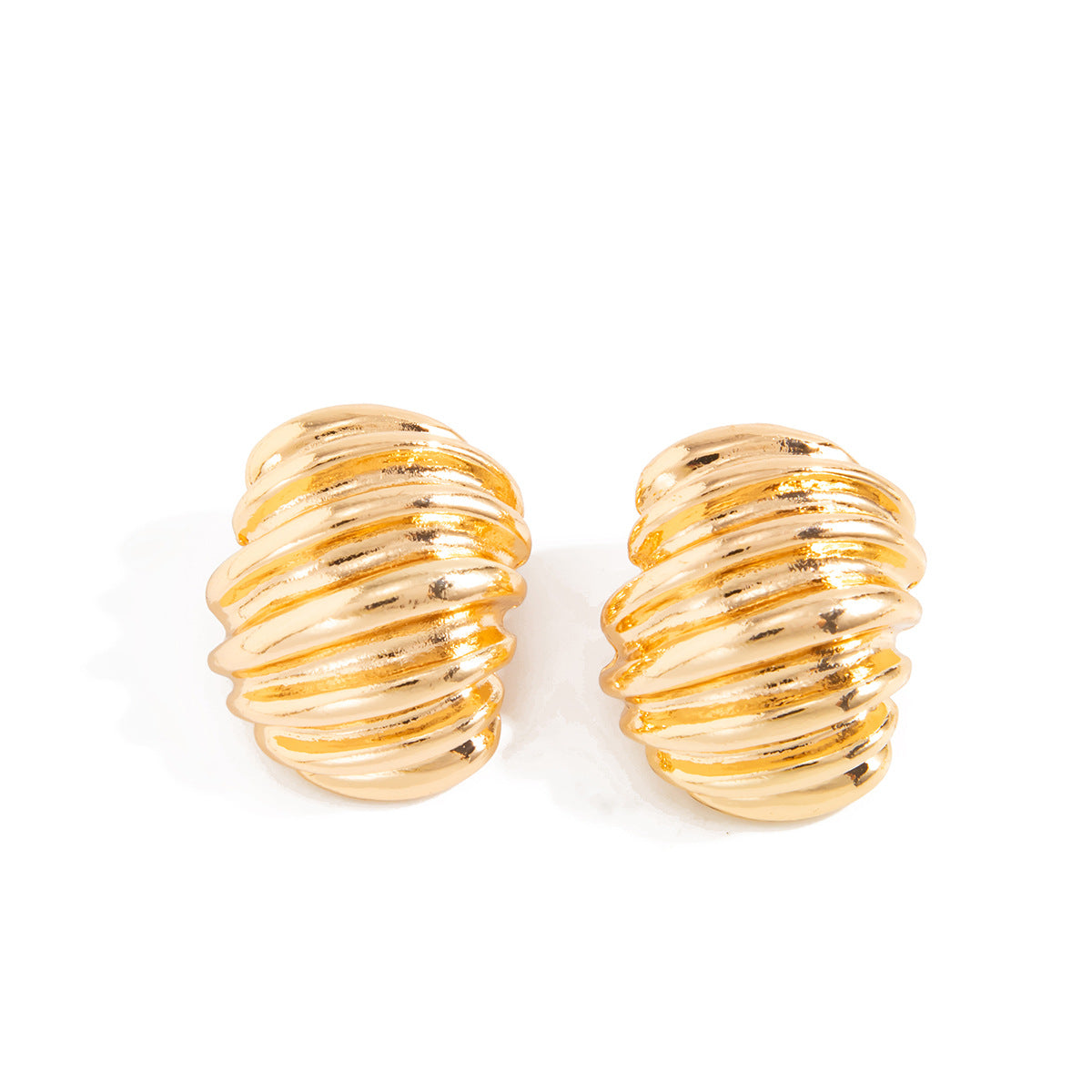 Planderful Geometric Stud Earrings For Women Vienna Verve Folded Texture C Shaped Statement Jewelry