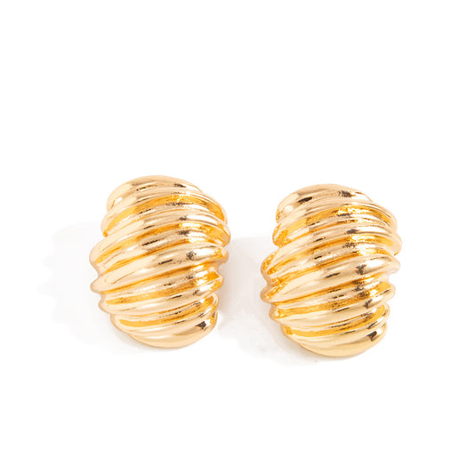 Planderful Geometric Stud Earrings For Women Vienna Verve Folded Texture C Shaped Statement Jewelry