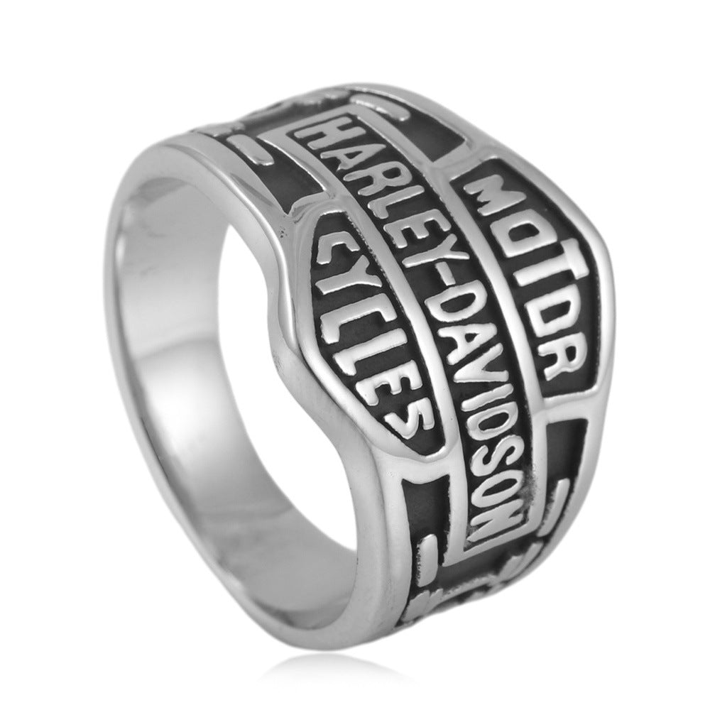 Titanium Steel Eagle Motorcycle Ring for Men - Punk Retro Style, Size 7-13