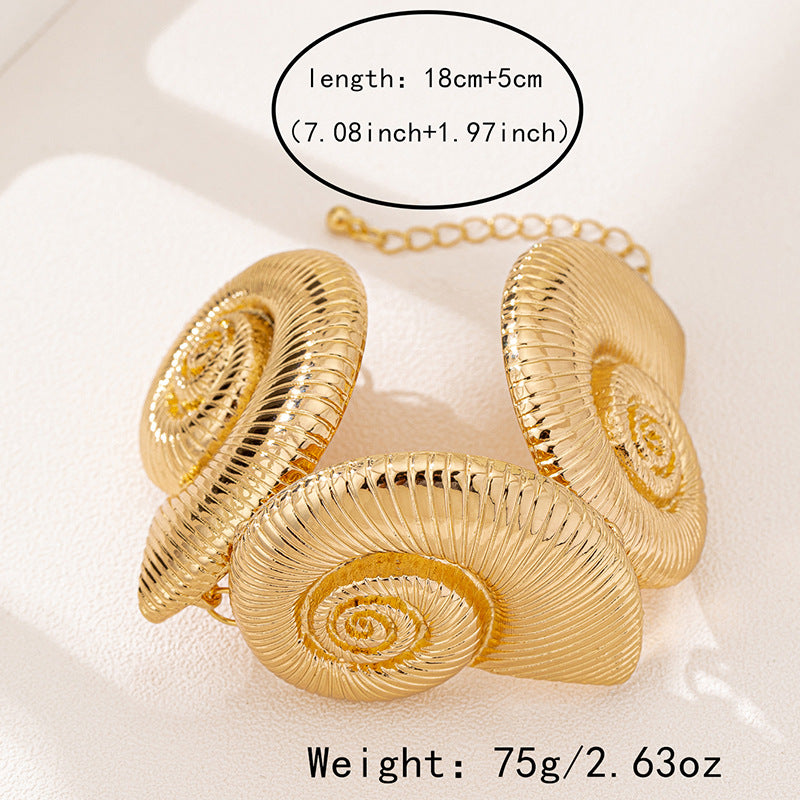 Stylish Metal Spiral Circle Bracelet for Women by Planderful