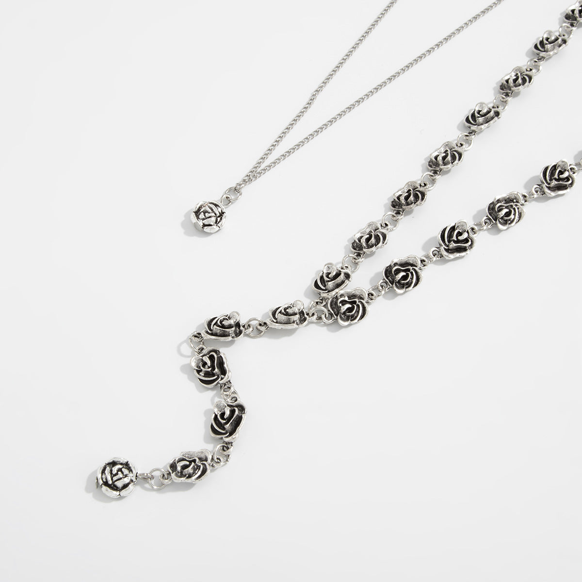 Rose & Camellia Fringe Necklace