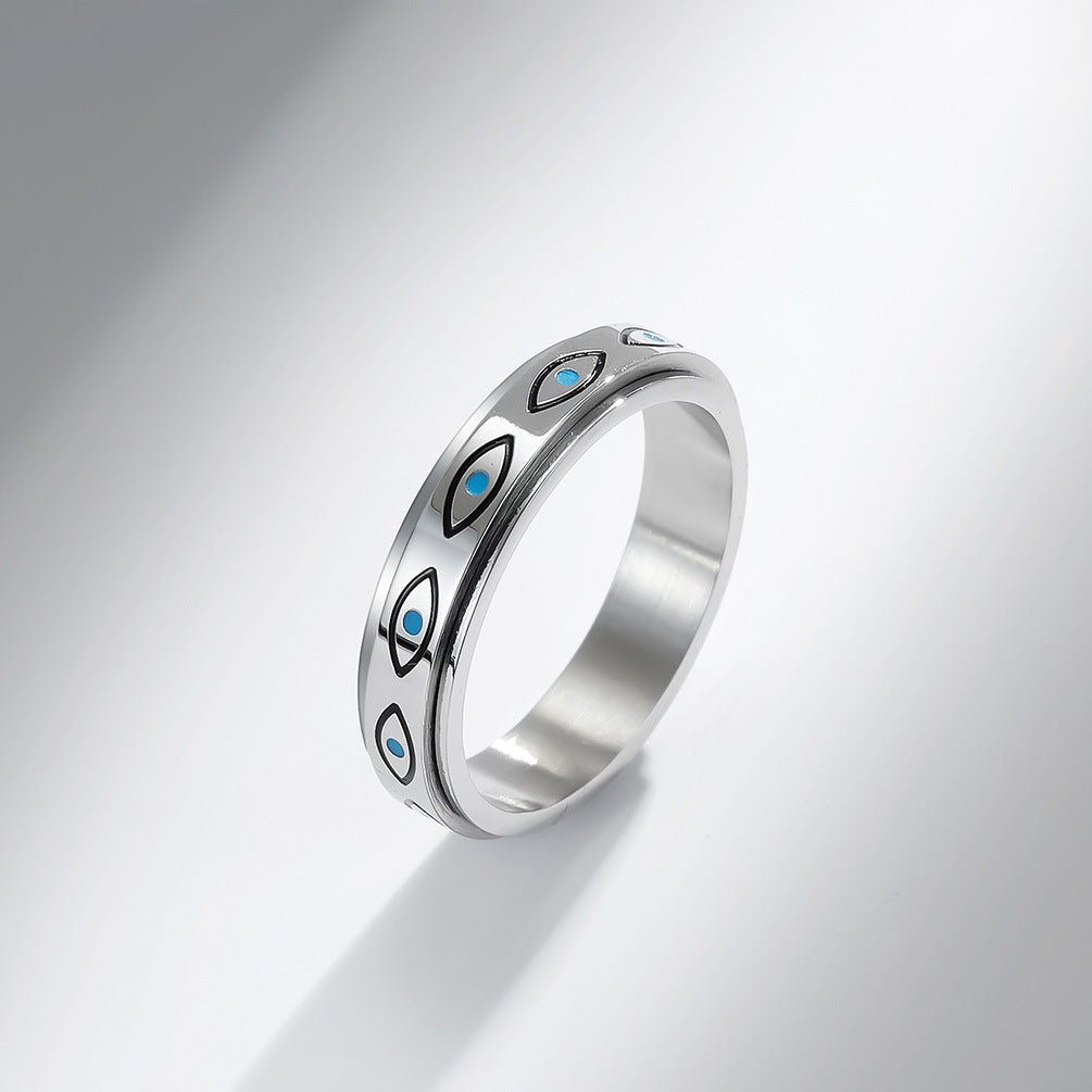 Planderful Eye of Horus Titanium Rotating Ring for Men and Women Anxiety Relief Fidget Jewelry