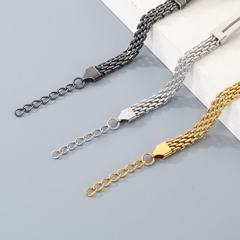 Men Wear – Stainless Steel Curved Bar Hollow Cross Men's Bracelet Can Be Adjusted