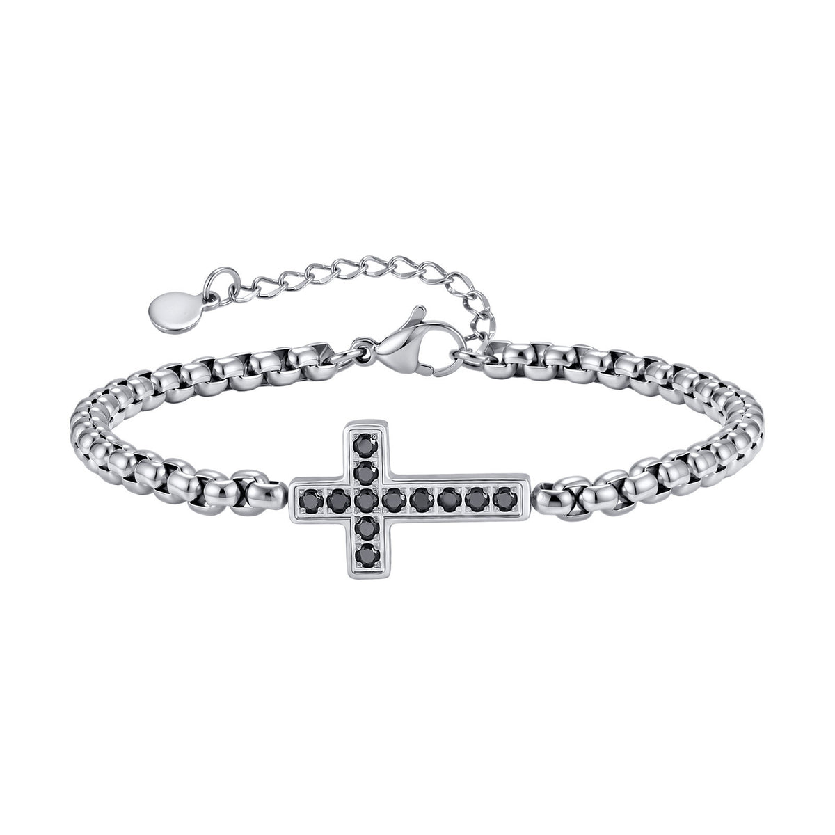 Cross Pearl Zircon Vintage Stainless Steel Bracelet