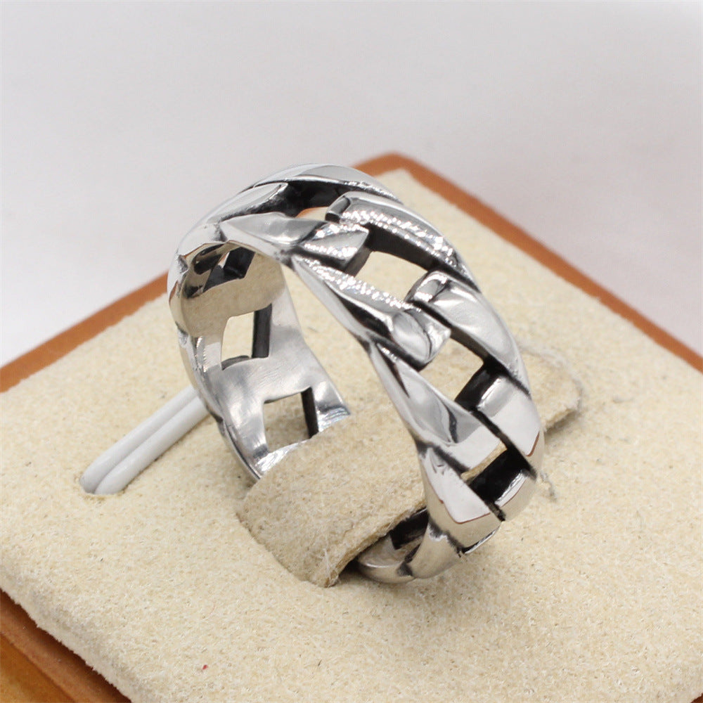 Planderful Everyday Genie – European and American Personalized Retro Chain Men's Titanium Steel Ring