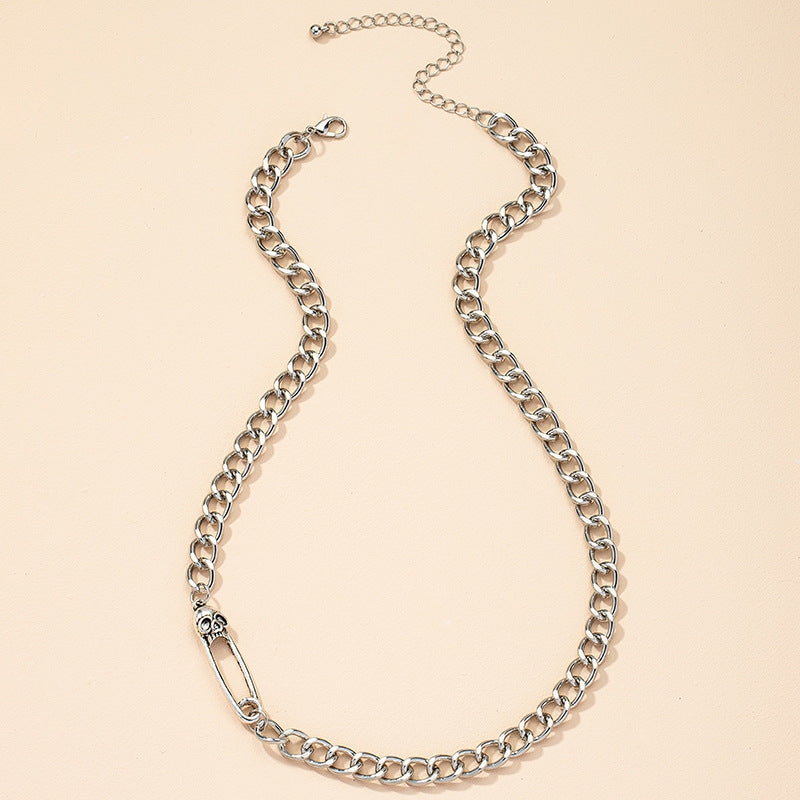 Crossbones Geometric Hip-Hop Necklace with Snake Chain