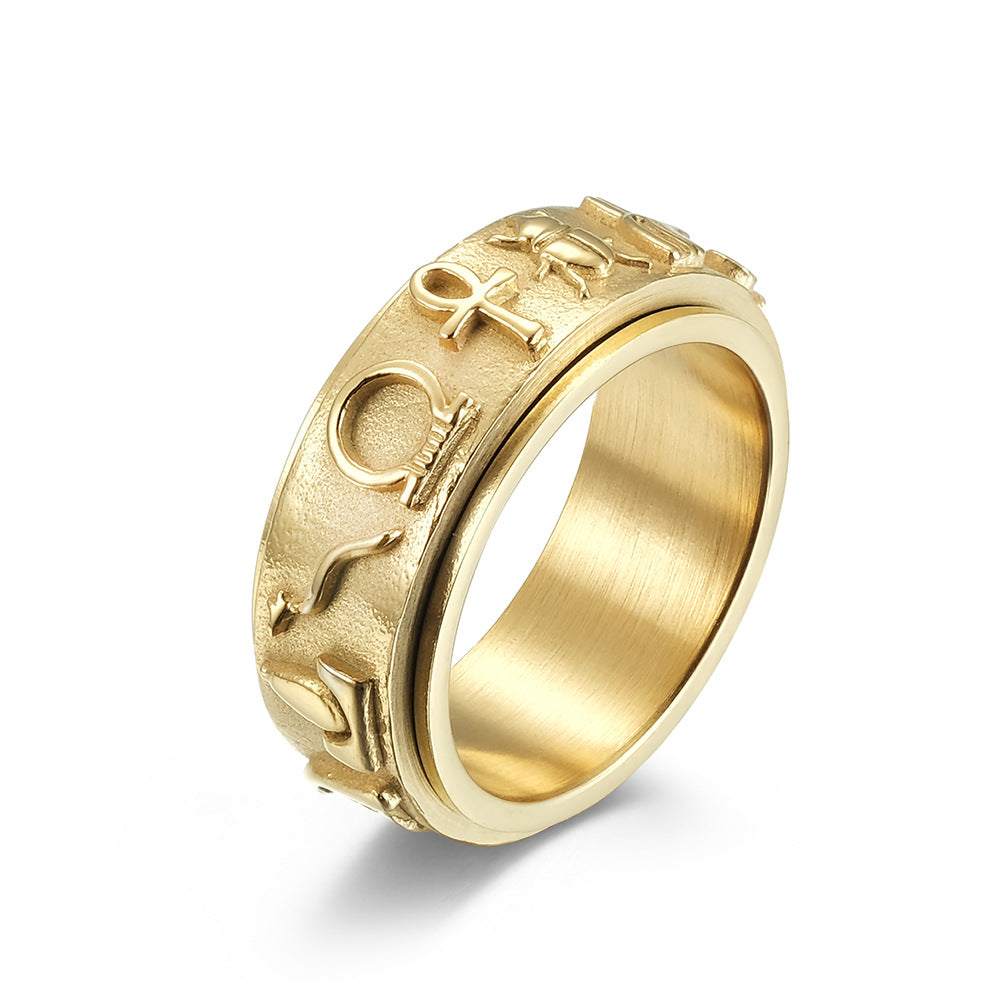 Stainless Steel Ring - Vintage Ancient Egyptian Spinning Ring Protector For Everyday Wear