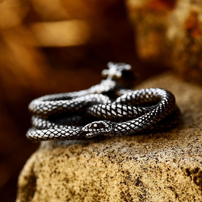 Retro Ouroboros Titanium Steel Pendant for Men - Personalized Snake Jewelry