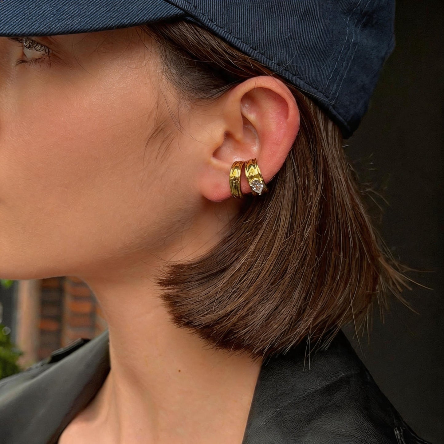 Planderful Vienna Verve Stainless Steel Water Drop Ear Clips Zircon C Shape Non Piercing For Women