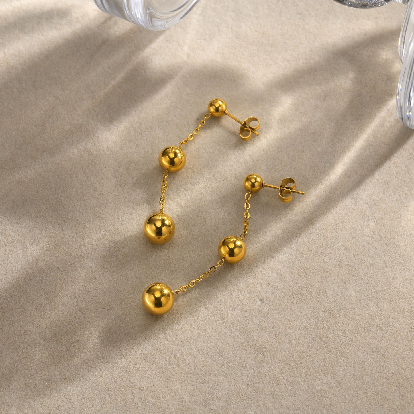 Earrings Stainless Steel Women's Earrings Bead Tassel Gold