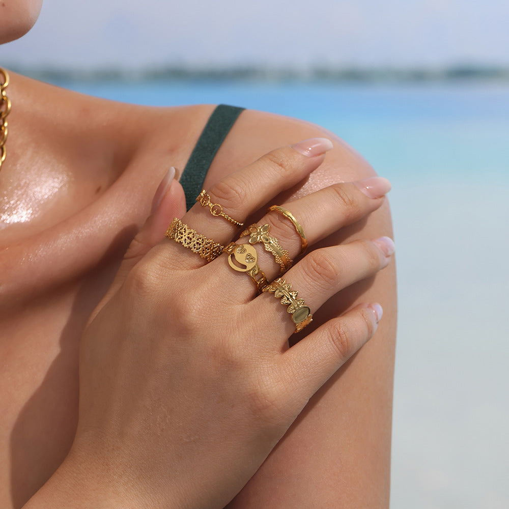 Planderful Geometric Opening Ring For Women Stainless Steel