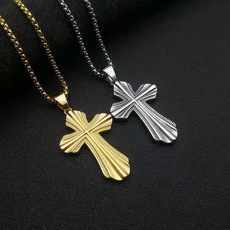 Stainless Steel Necklace – Statement Punk Cross Pendant For Everyday Religious Style