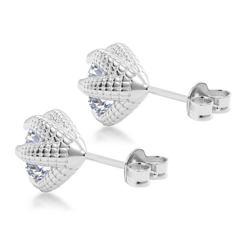 S925 Sterling Silver Moissanite Dragon-Scale Stud Earrings