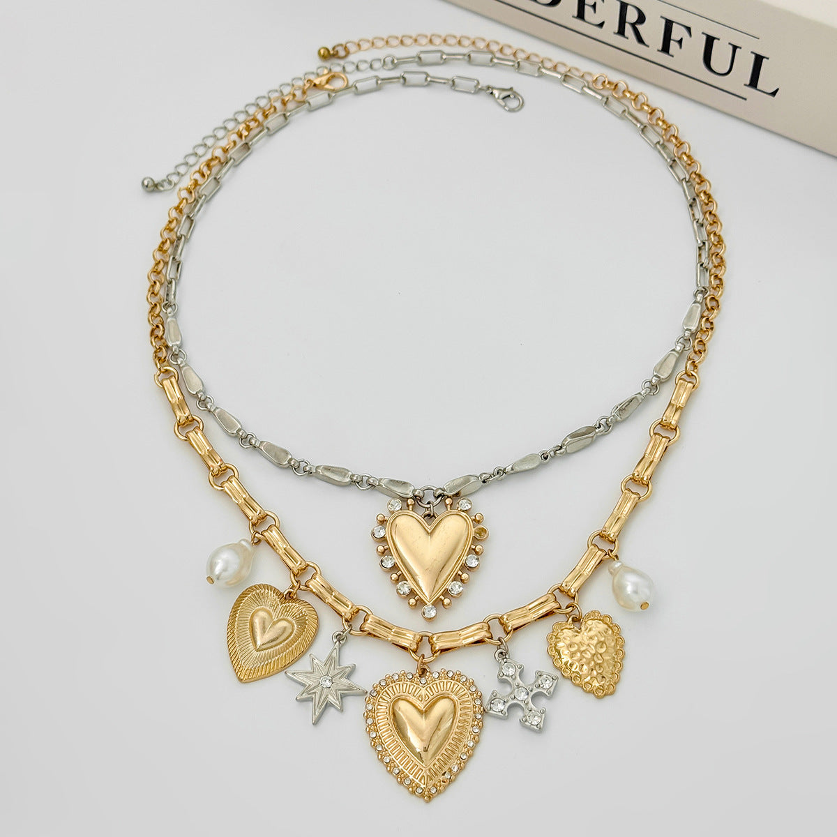 Star & Heart Mixed-Color Layered Necklace
