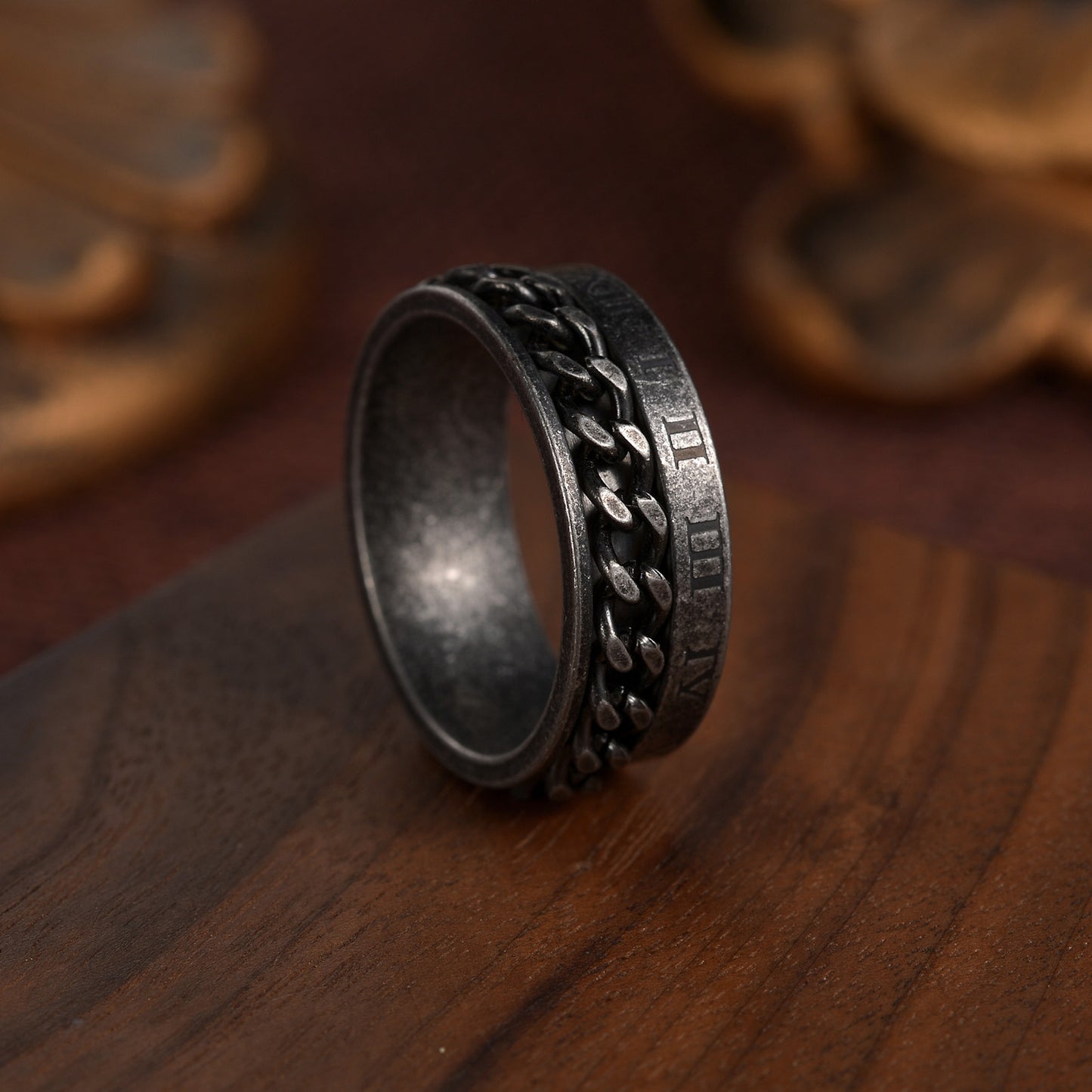 Planderful Rotatable Chain Ring For Unisex Wearers Durable Steel With Protection Symbol Everyday Genie Collection