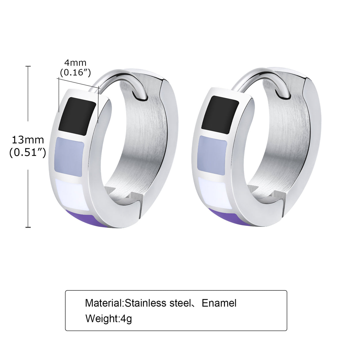 Colorblock Enamel Huggie Earrings — Five Designs