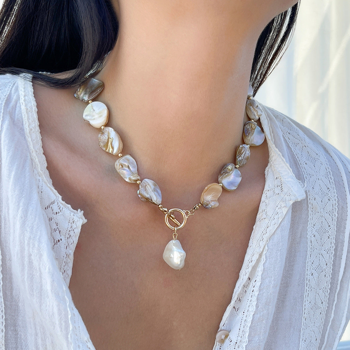 Ocean Wind Shell Piece Starfish Necklace Vacation Irregular Necklace