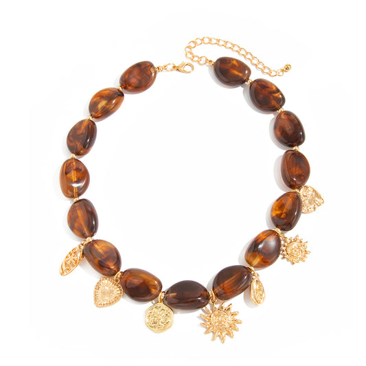 Heart Sunflower Resin Pendant Necklace