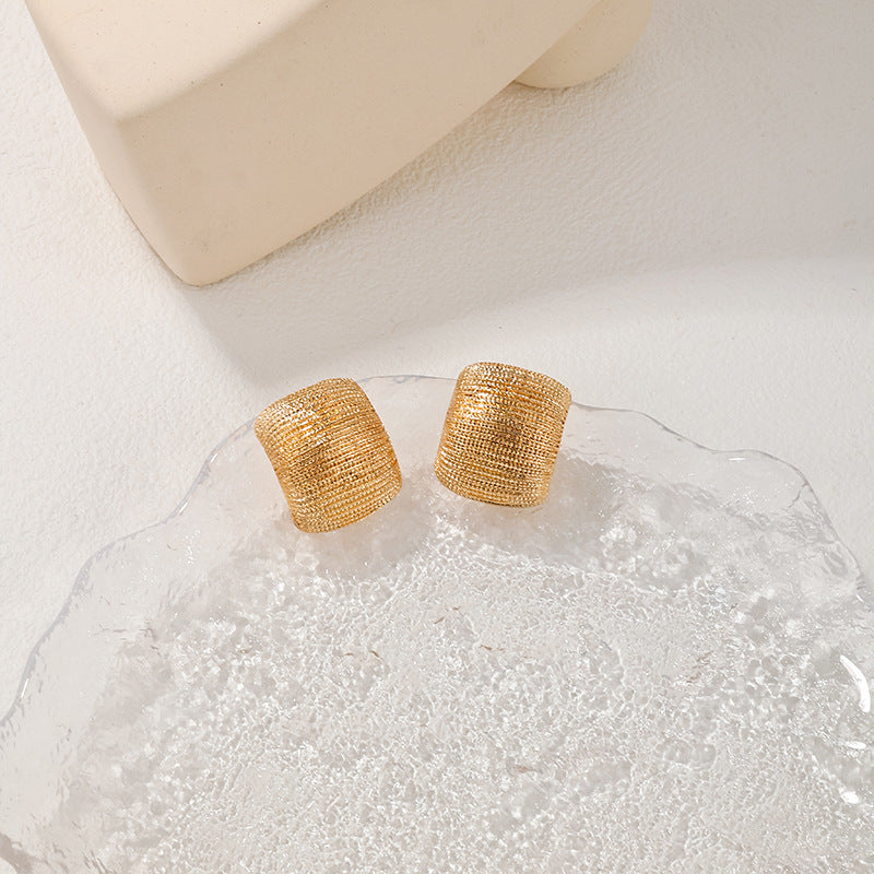 Luxurious European & American High-End Metal Texture Nail Earrings