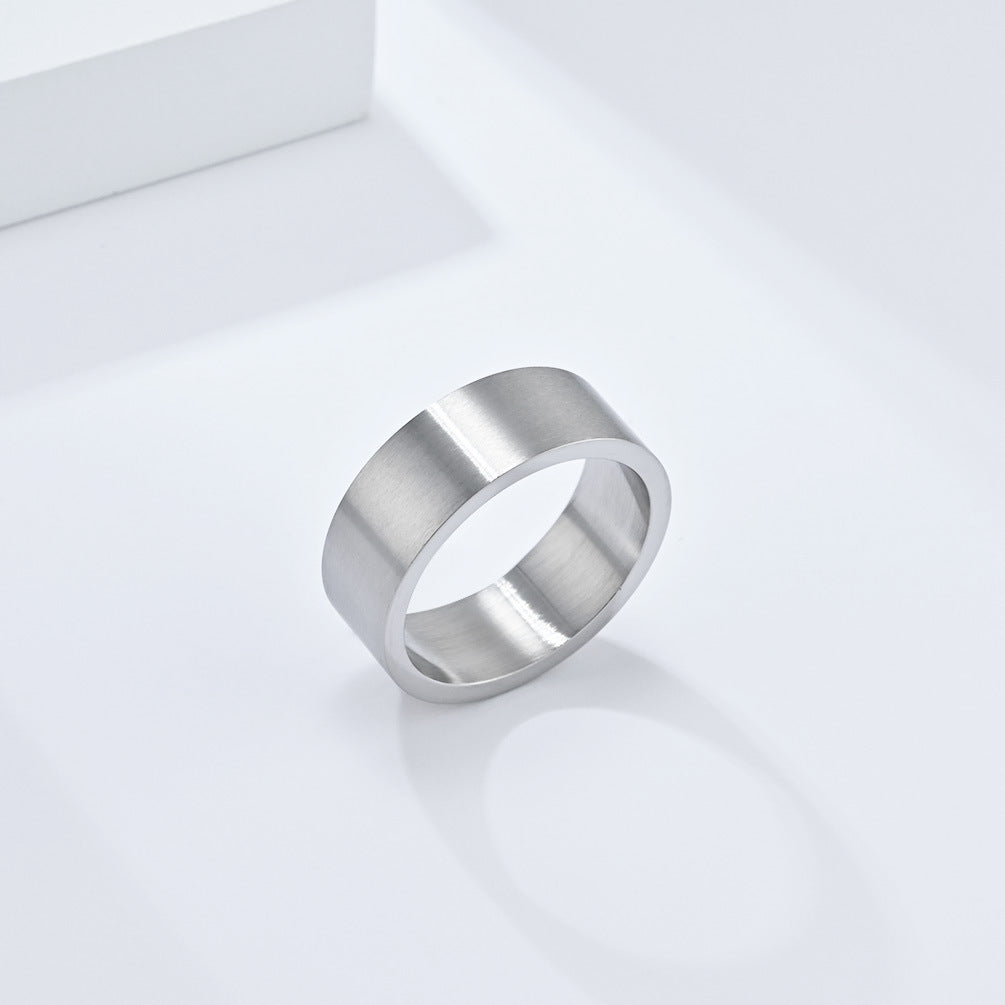 Matte Brushed Gray Ancient Silver Stainless Steel Ring for Men