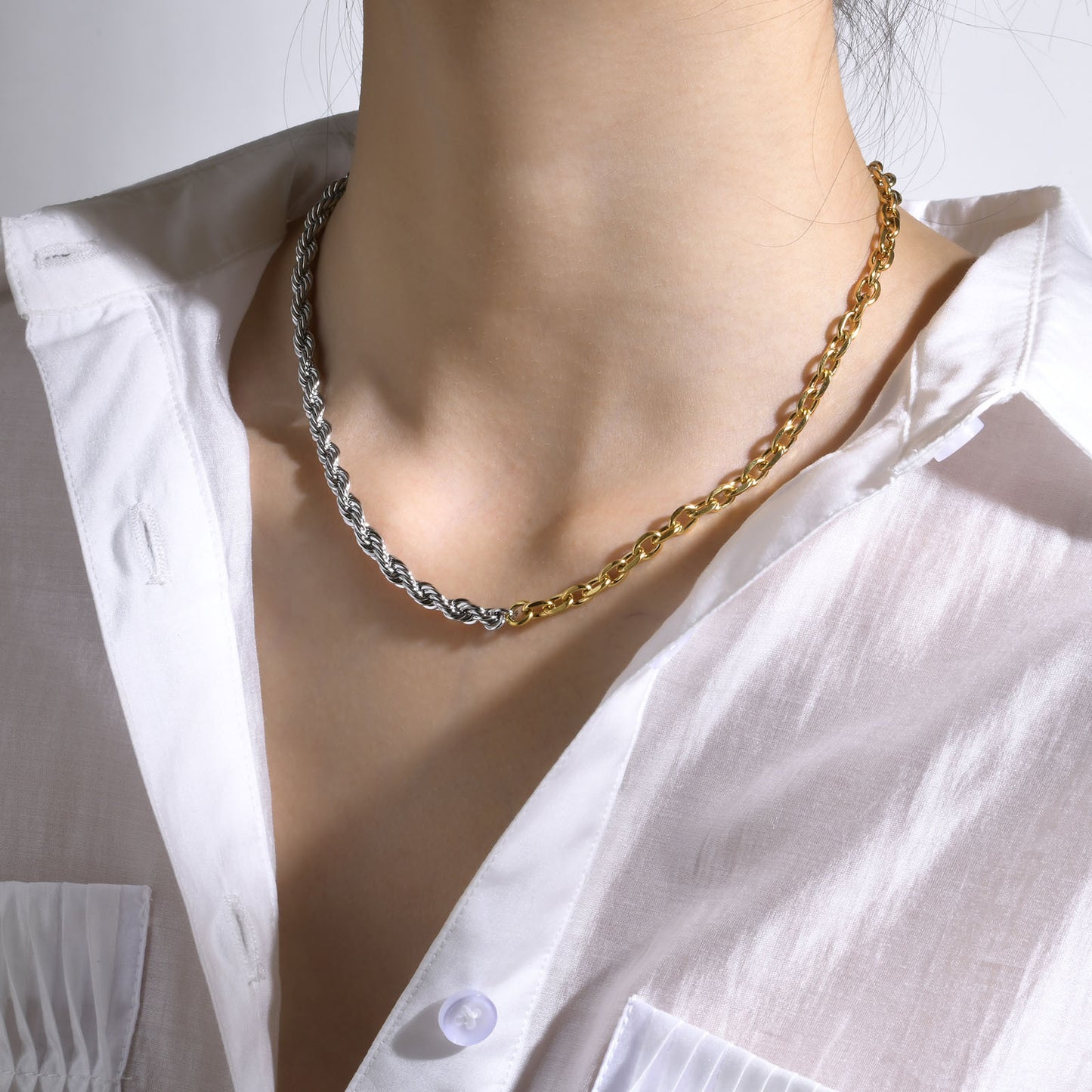 Color Matching Necklace Personalized Fashion Stainless Steel Twist Chain