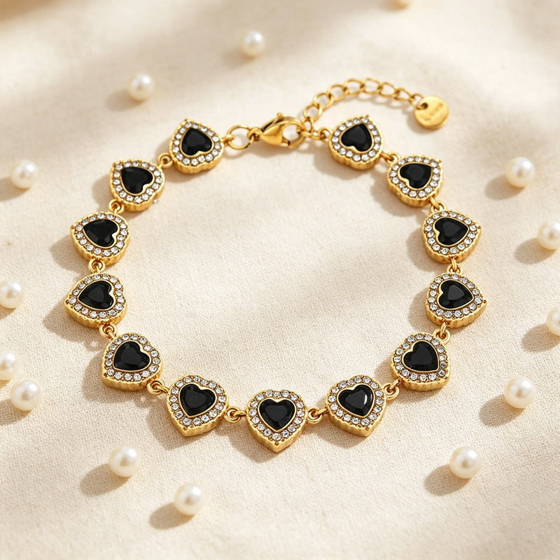 Heart Of The Ocean Romantic Gift French Love Inlaid Zircon Stainless Steel Women's Bracelet