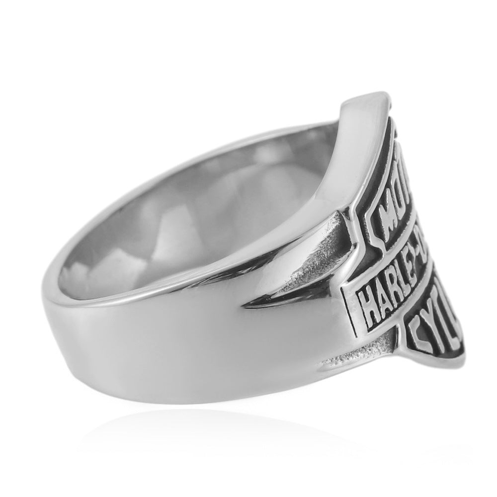 Titanium Steel Eagle Motorcycle Ring for Men - Punk Retro Style, Size 7-13