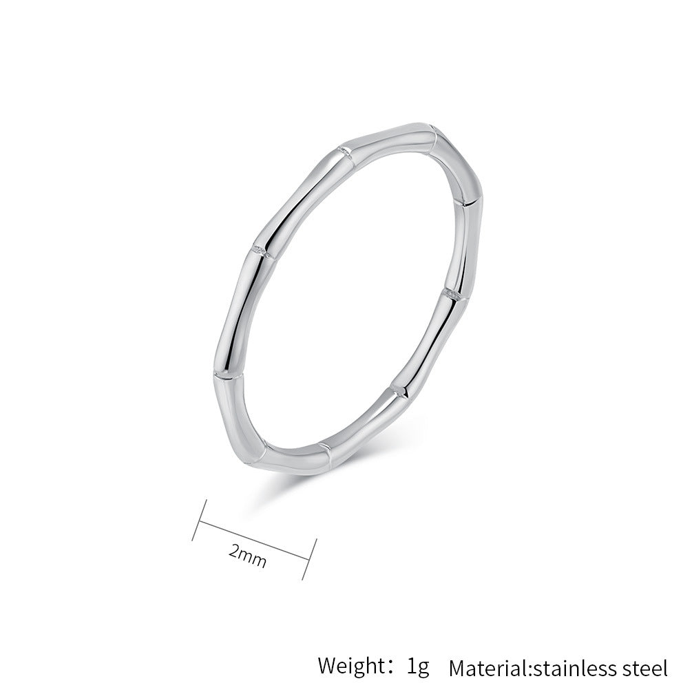 Planderful Bamboo Ring For Women Titanium Steel Closed Bamboo Design Lightweight Elegant Luxury Jewelry