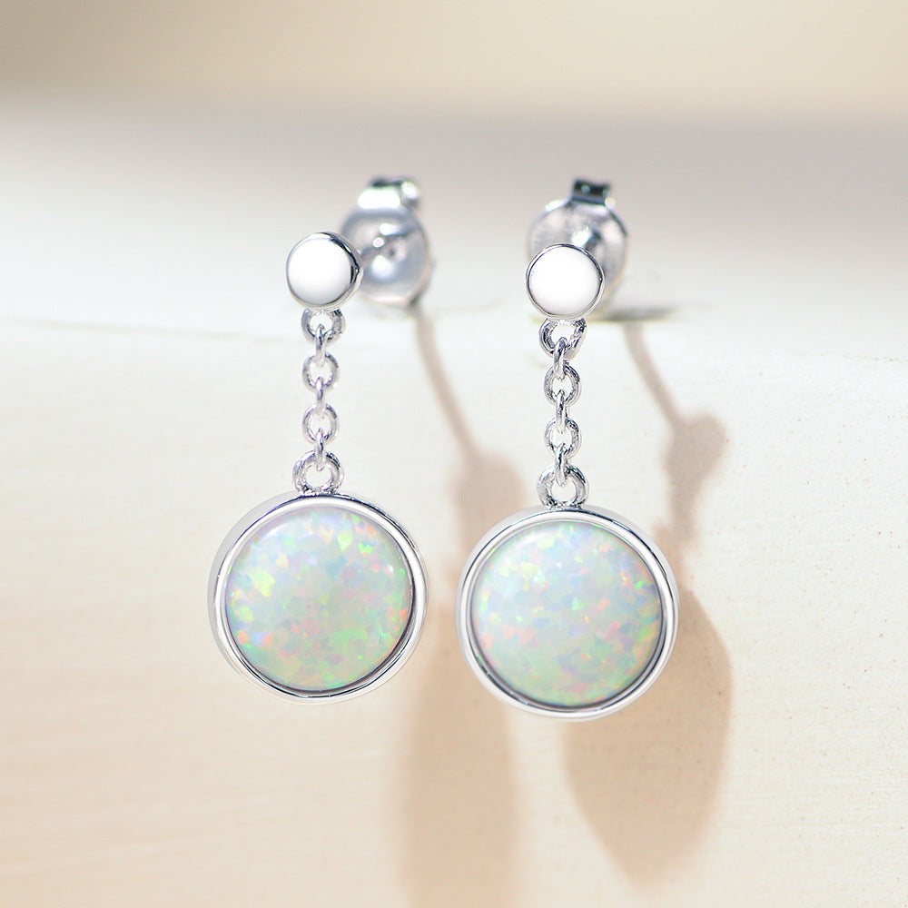 Foreign Trade Popular Earrings Versatile Copper Gold-Plated Earrings Opal Ear Jewelry