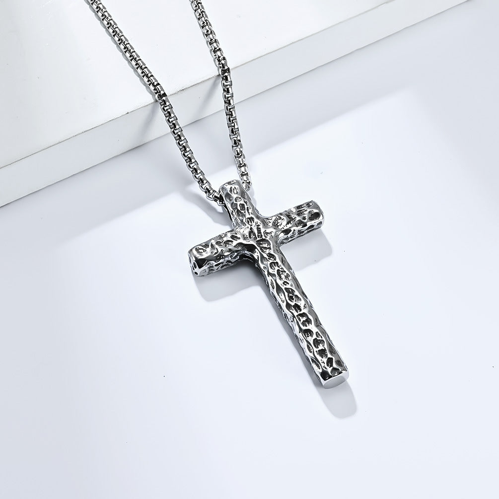 Elegant Titanium Steel Cross Necklace for Discerning Men