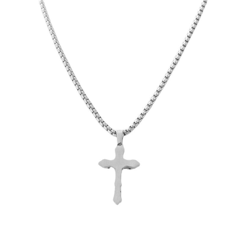 Personalized Retro Titanium Steel Cross Pendant Necklace for Men - Trendy Stainless Steel Design
