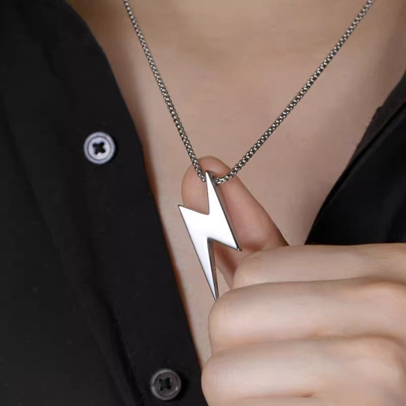 Planderful Steel Necklace Lightning Pendant Hip Hop Style