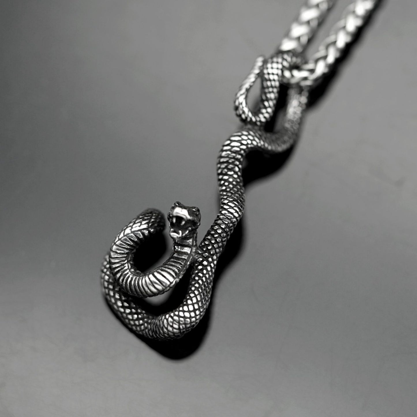 Steel Necklace – Vintage Snake Pendant