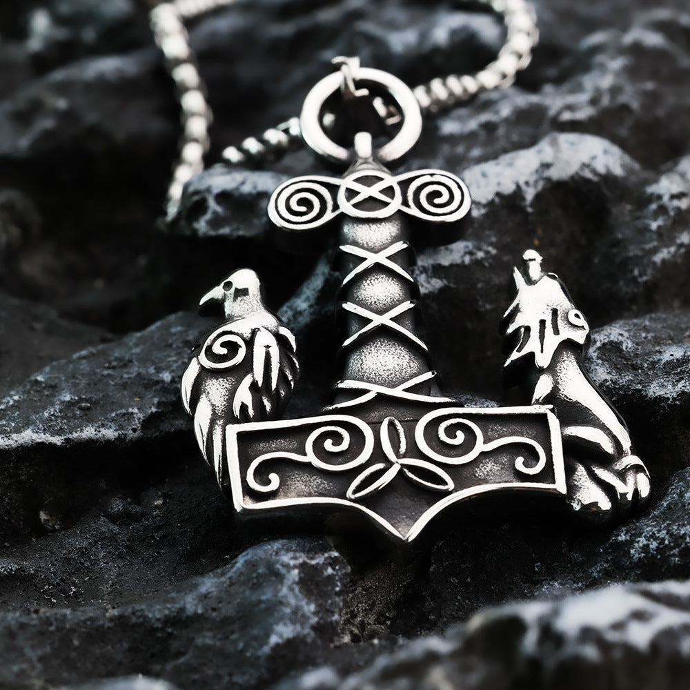 European And American Retro Stainless Steel Men's Pendant Odin's Thor's Hammer