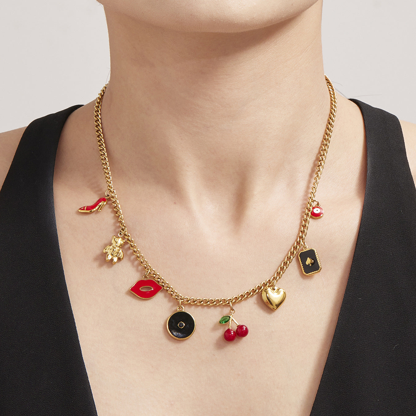 Planderful Everyday Collarbone Necklace 18K Gold Enamel