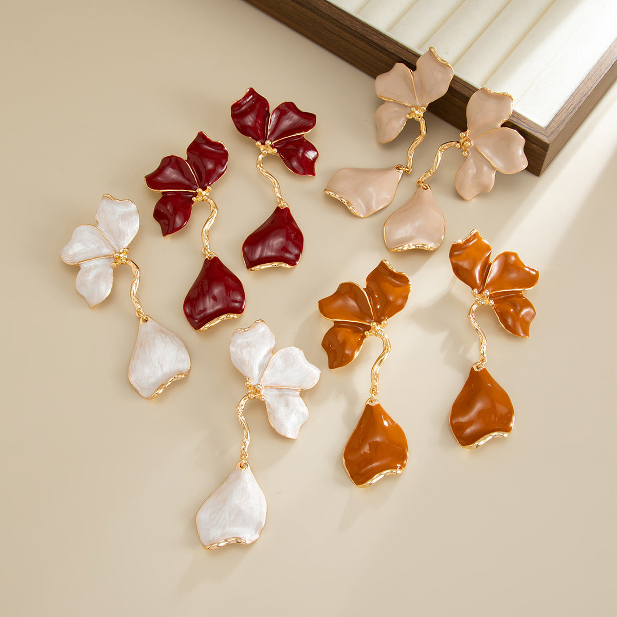 Planderful Vienna Verve Colorful Oil Dripping Flower Fringed Earrings For Women Statement Holiday Jewelry