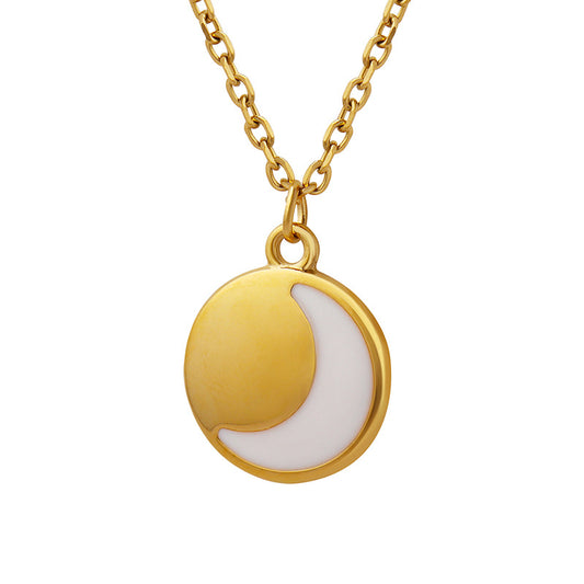Moonlit Enamel Necklace - Trendy Korean Style Internet Celebrity Jewelry