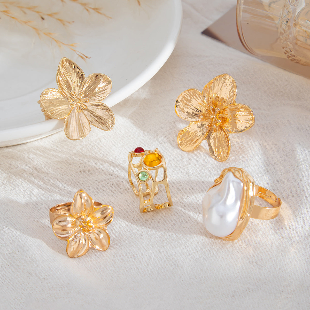 Planderful Vienna Verve Ring Set – Elegant Micro-Inlaid Design