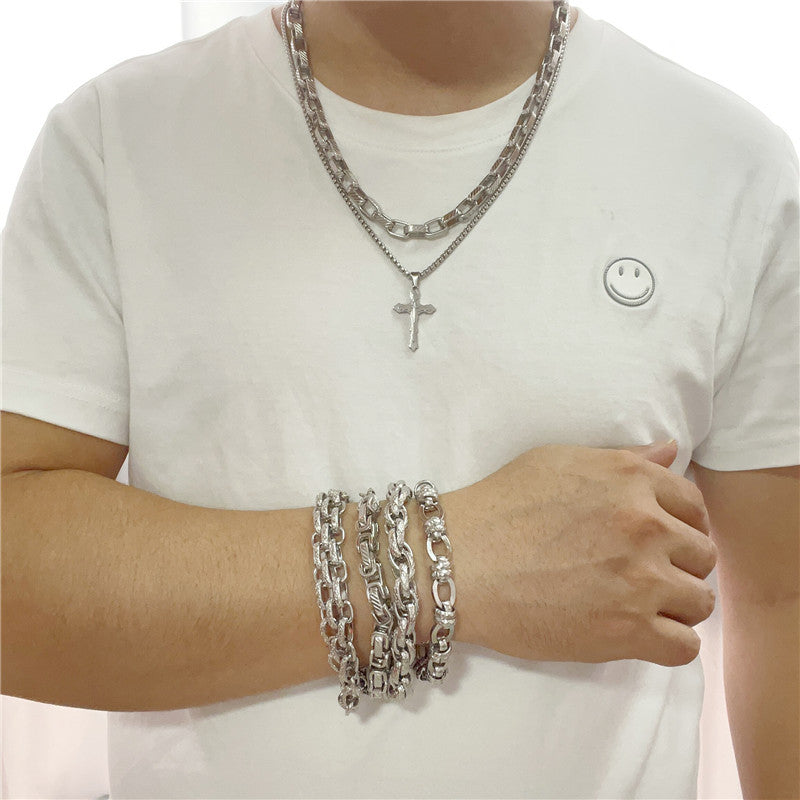 Stylish Men's Retro Titanium Steel Cross Pendant Necklace