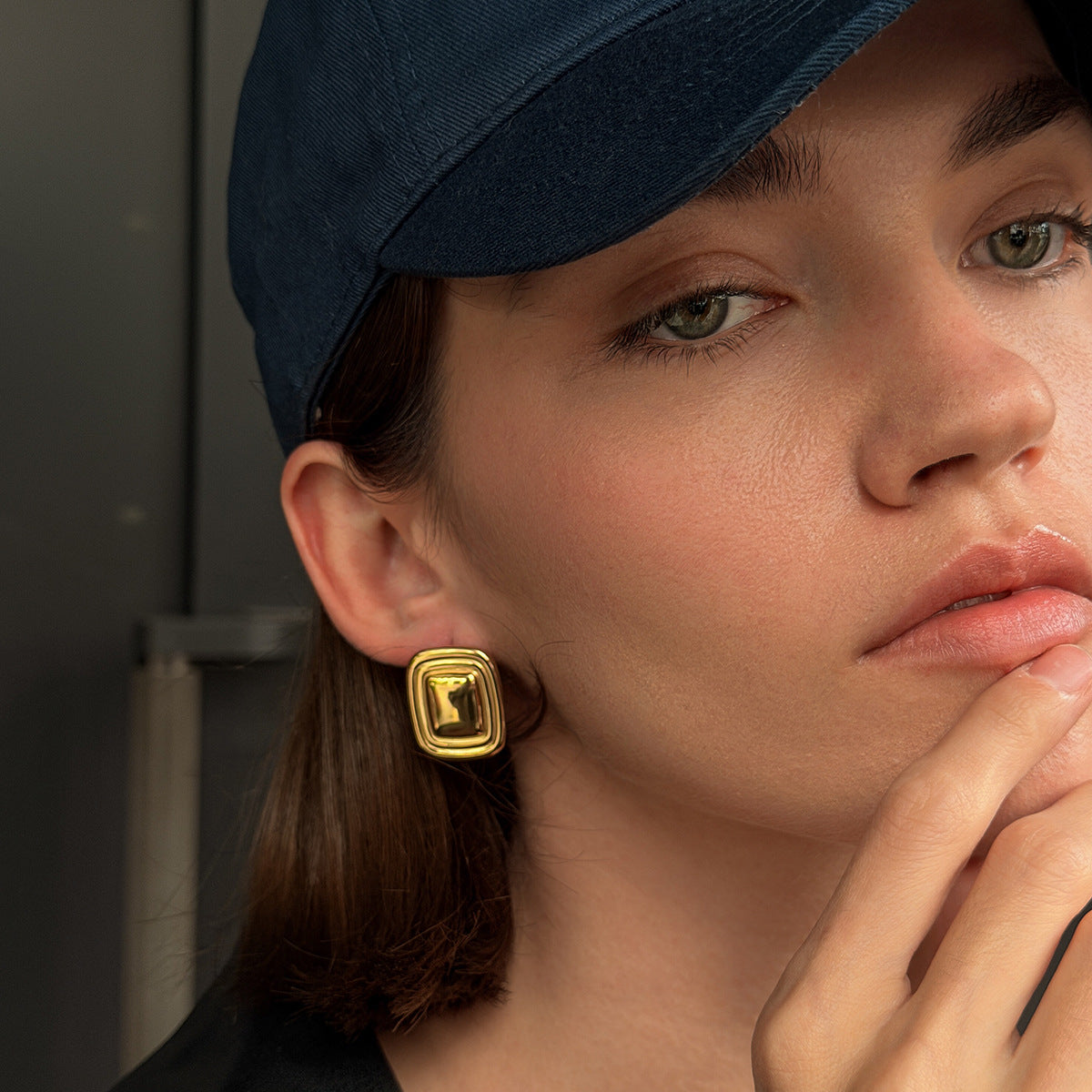 Square Stainless Steel Geometric Earrings By Planderful Vienna Verve Street Style 3D Statement Jewelry For Trendsetters