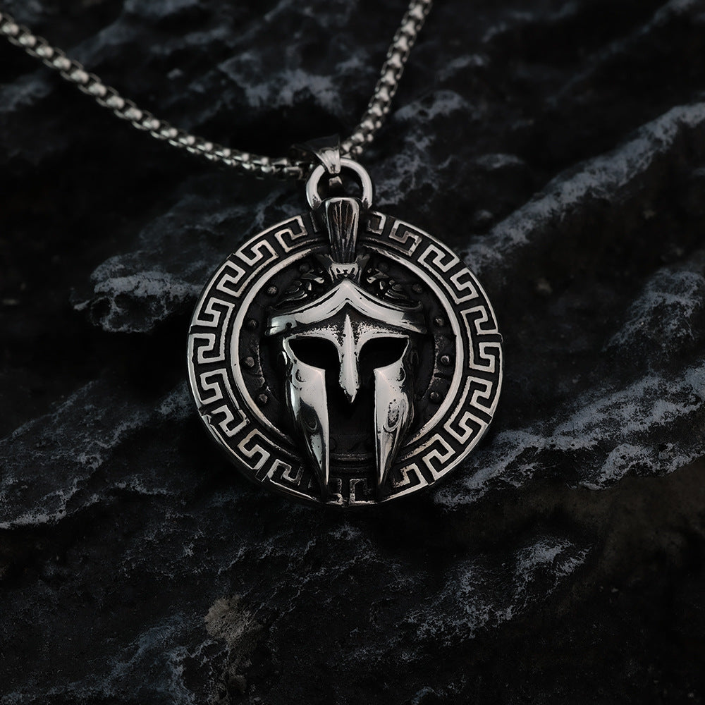 Vintage Ancient Greek Men's Stainless Steel Pendant Spartan Mask