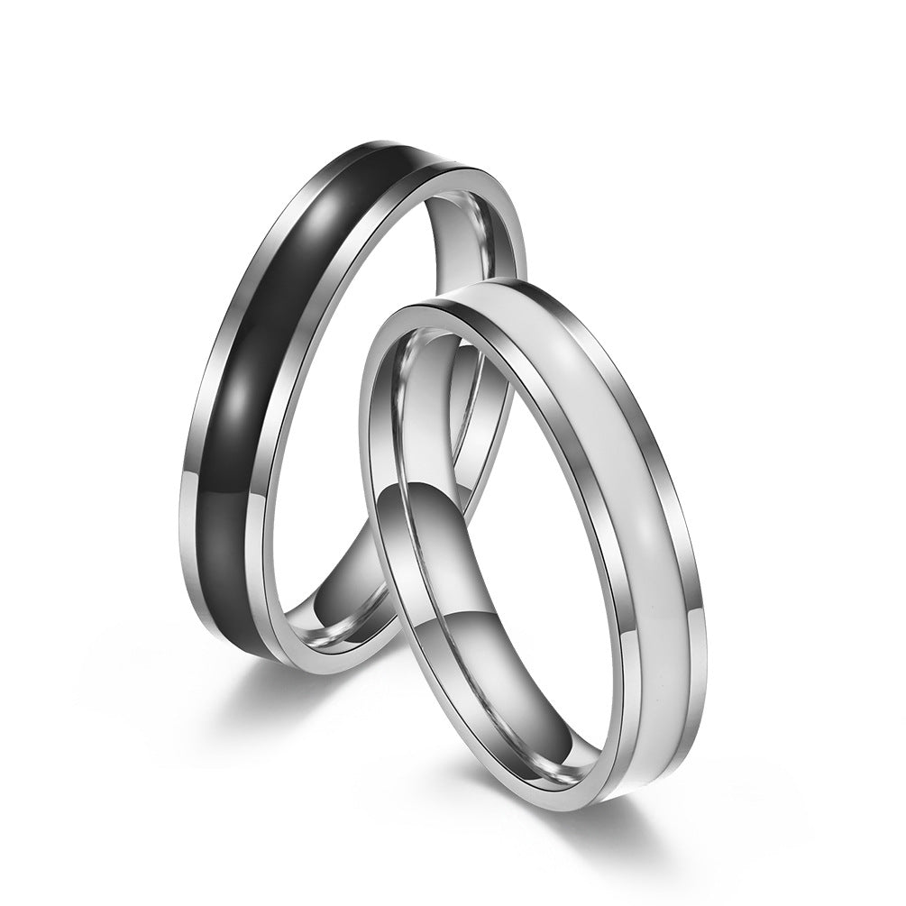 Simple Black and White Glue Neutral Ring Jewelry for Men