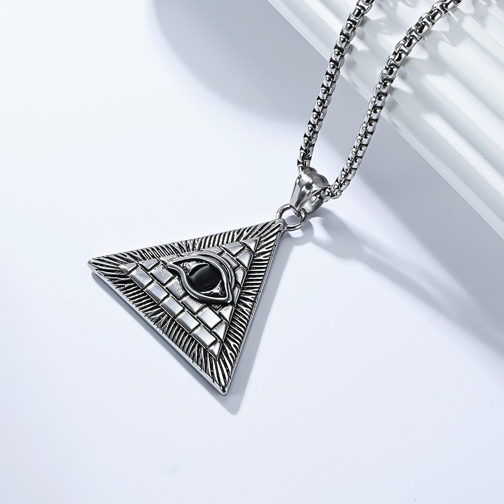 Eye Of Horus Necklace Titanium Steel Pendant For Men By Planderful Ancient Egyptian Pyramid Jewelry Protective Wear