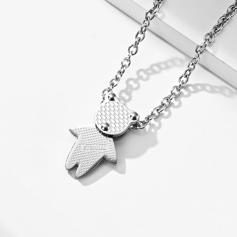 Harajuku Cold Wind Stainless Steel Bear Hipster Necklace