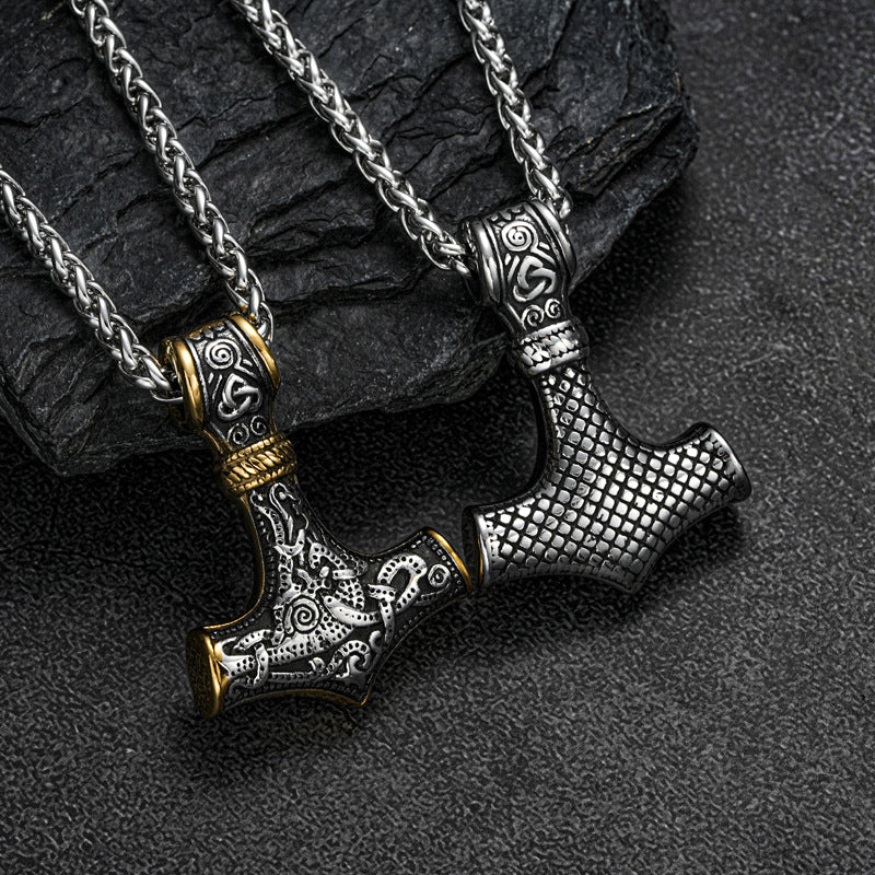 Planderful Nordic Viking Necklace For Men Engraved Steel Pendant Heritage Inspired Durable Style Gift